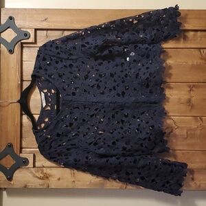Vintage Dark Blue Lace Cropped Jacket Size M
